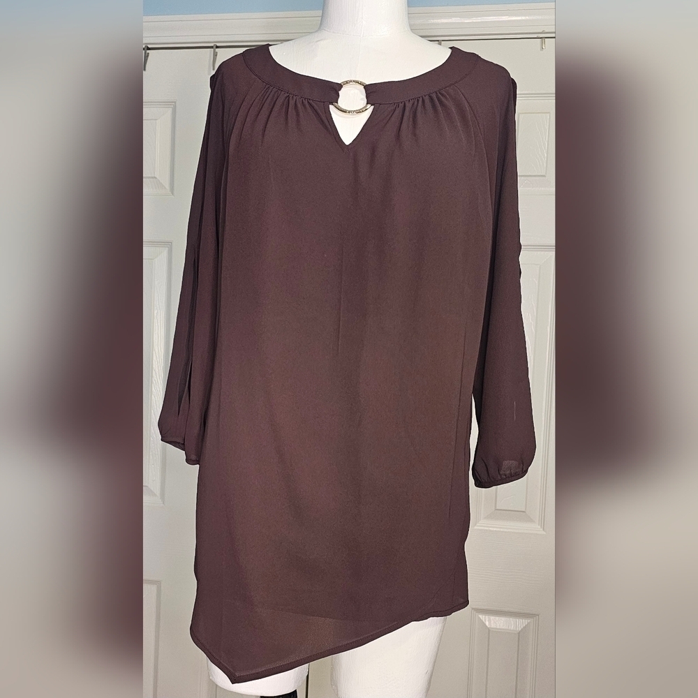 Chico's Brown 3/4 Sleeve Blouse Size M/8